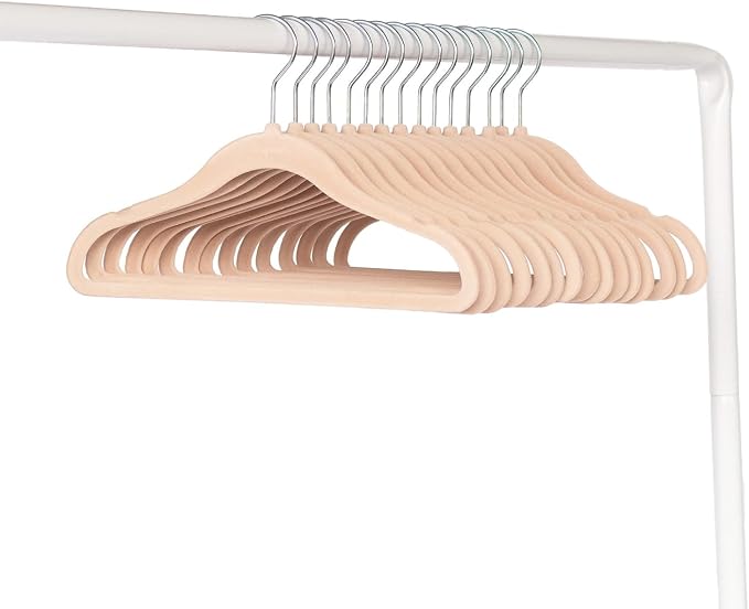 3 Sprouts Velvet Baby Hangers, Non Slip Slim, Hazelnut, 30 Pack | Non-slip velvet, Notched shoulders, 360-degree swivel hook, 11.75 x 8 in, Infant and toddler clothes, Soft colors for nursery - Image 4