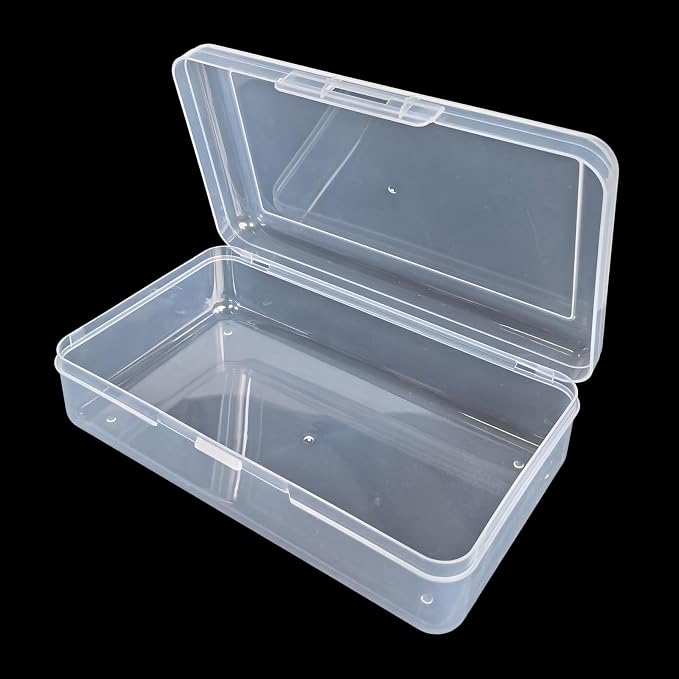 4 Pack Rectangular Clear Plastic Storage Containers, 8x4.7x2.3 inch | Hinged Lid, For Beads and Small Craft Items - Image 3