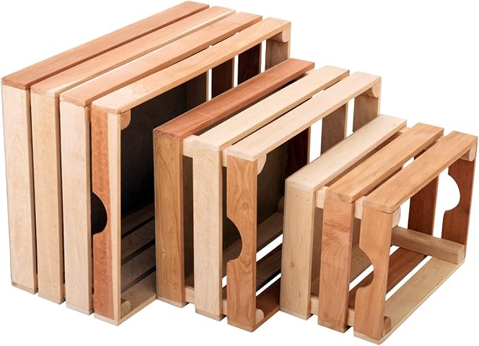VINTAYARD Rustic Wood Crates for vintage decorative display, Nesting Crate set for storage and farmhouse style decor, wooden boxes made from 100% Wood (Natural Cedar, Nested Set of 3) - Image 2