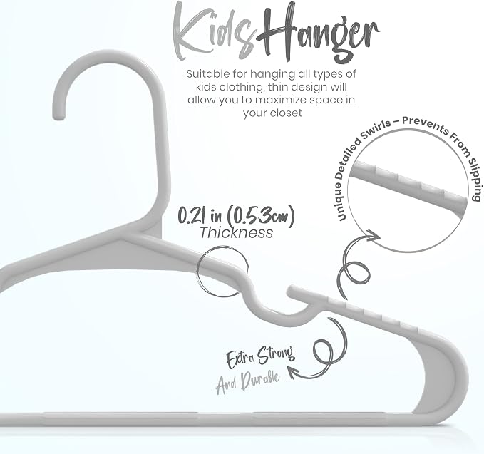 Utopia Home Kids Hangers 20 Pack – 11.5 Inch Baby Closet Hangers Gray | Plastic baby hangers | Fits children's & infant clothes | Gentle on delicate garments - Image 2
