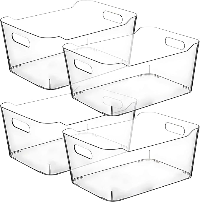 Clear Plastic Storage Bins for Kitchen Organization or Pantry Organizers and Storage, Freezer Fridge Organizer Storage Containers Bin for Organizing Refrigerator Medicine Closet Cabinet Organizers by CONTROLKITCHEN
