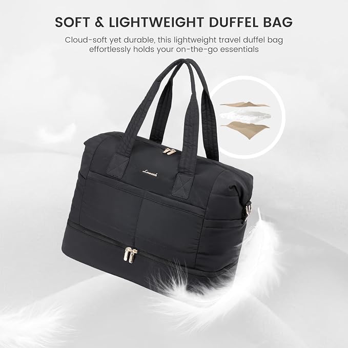 LOVEVOOK Travel Duffle Bag - Puffer Weekender Bags For Women with Shoe Compartment,50L Carry On Overnight Duffel Bags For Airplanes,Hospital Bag for Labor and Delivery,2Pcs - Image 5