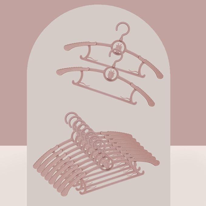 Baby Nursery Closet Hangers, 360° Swivel Hook Kids Hanger, Non-Slip Plastic Infant Hanger, 50pcs Nude Pink 11-14.5" Adjustable Baby Clothes Hangers for Girl Boy Toddler - Image 4