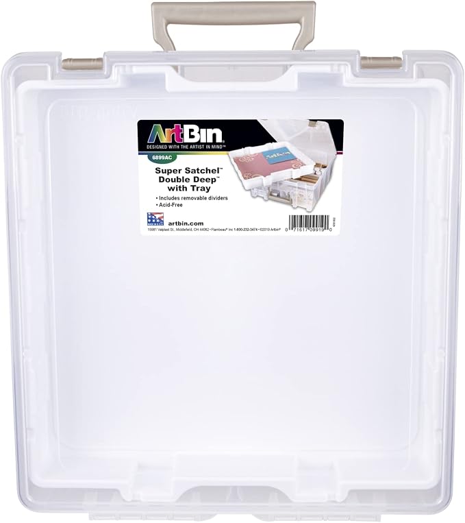 ArtBin 6899AZ Super Satchel Double Deep with Lift-Out Tray Storage Container, Portable Arts & Crafts Organizer with Removable Dividers, Clear - Image 7
