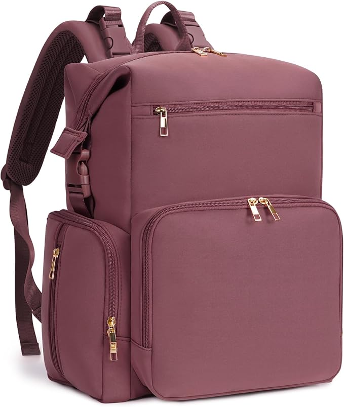 CEI-CEI Neoprene Diaper Bag Backpack with Changing Pad, Large Newborn Baby Maternity Bags Travel Tote with Insulated Pockets (Pink) by CEI-CEI