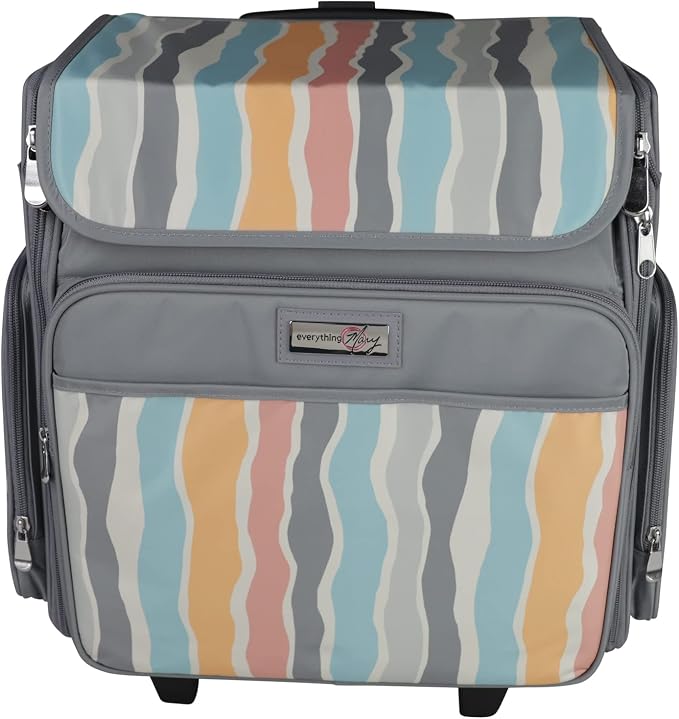 Everything Mary Rolling Scrapbook Tote – Grey Stripes Craft Bag with Wheels – Portable Storage Organizer for Scrapbooking, Papercraft & Art Supplies - Image 5