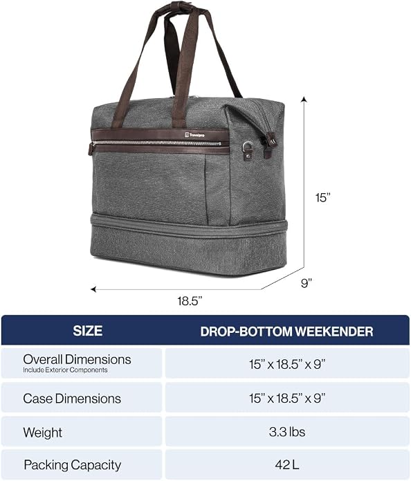 Travelpro Platinum Elite Carry on Soft Travel Drop-Bottom Weekender Bag, Overnight, Men and Women - Image 6