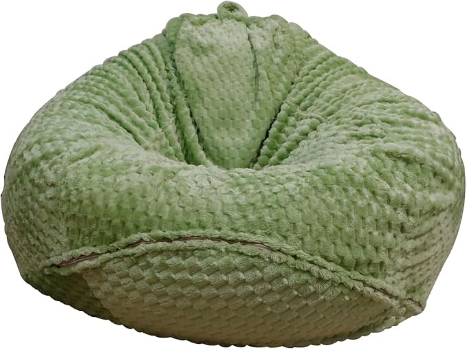 Soft Bean Bag Chair Cover No Filler Sofa Cover Storage Washable Bean Bag Cover Organizing Children Plush Toys for Living Room Bedroom (Green, 2.5 feet-29.5"*29.5"*17.5") by Huamengoo