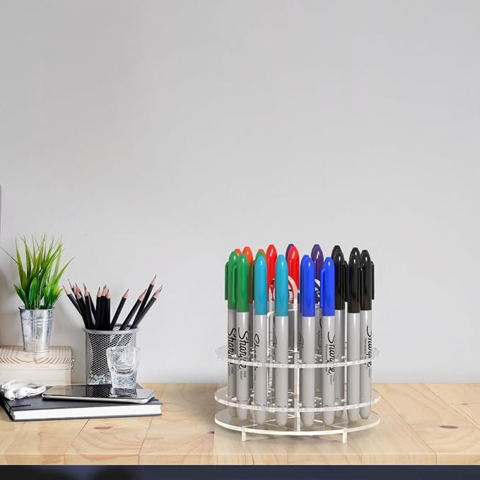 Marketing Holders Beaded Pen Organizer Acrylic Clear Multi Hole Marker Display 24 Holes Tabletop Display Color Pencils Makeup Brushes Craft Supply Stores - Image 6