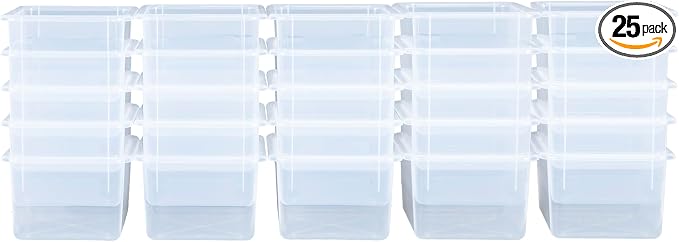 Wood Designs Cubby Storage Bin, Heavy Duty Plastic Containers for Kids Translucent Clear Cubby Tray Set of 25 by Unknown