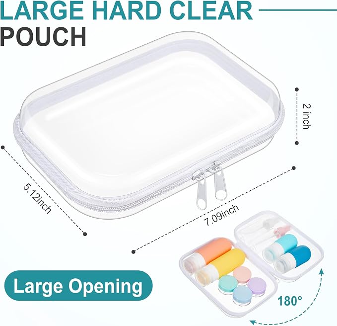 Sanwuta 6 Clear Hard Zipper Case,White,7.09 X 5.12 X 2 Inch | Pencil Case Pouches ,Makeup Bag,Plastic Toiletry Diaper Bag ,Travel Toy Storage,Waterproof Organizer Bins - Image 2