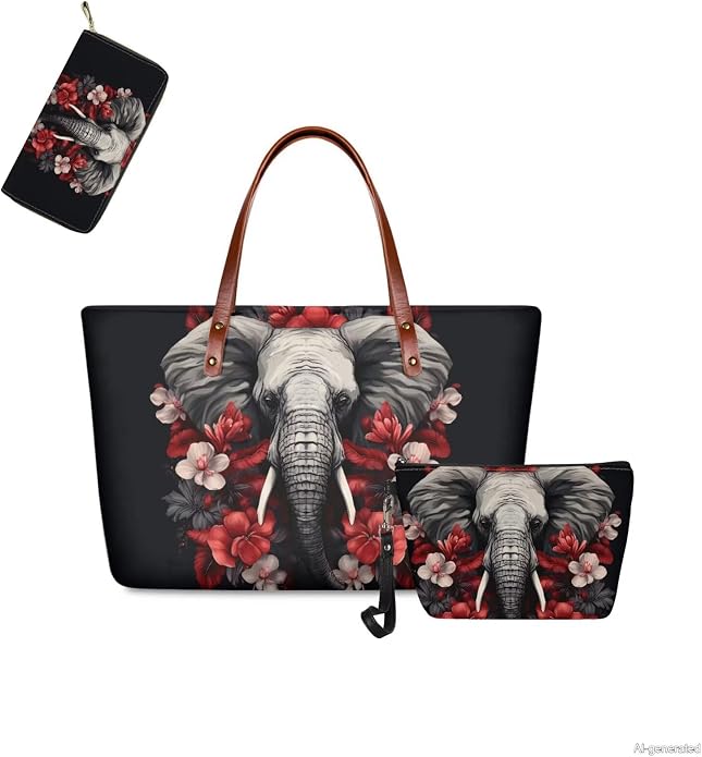 GIFTPUZZ Women Top Handle Bags Handbags with Zipper Leather Wallet Cash Card Phone Holder and Makeup Bag Set 3pcs - Image 5