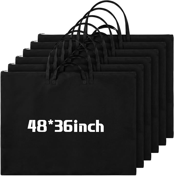 Abbylike 1 Pcs 48x36 Inch Art Portfolio Tote Bag Large Waterproof Nylon Carrying Storage Case with Shoulder Strap Holds Poster Board Painting Drawing Sketch for Artist Students Art Work(Black) by Abbylike