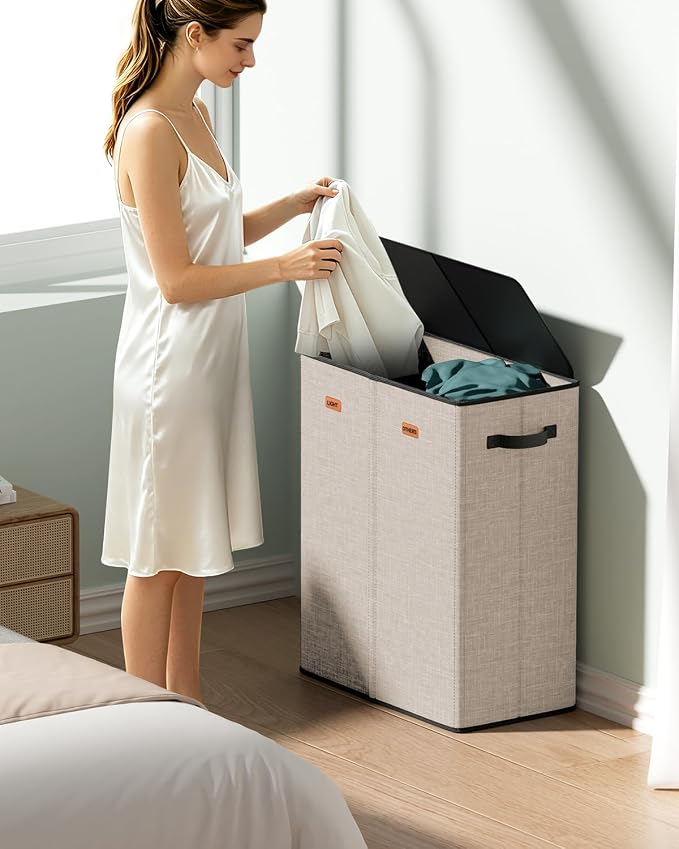 150L 2-Section Laundry Hamper with Lid – Removable Bag, Double Compartment Clothes Hamper for Bathroom, Bedroom, Dorm & Laundry Room - Image 2