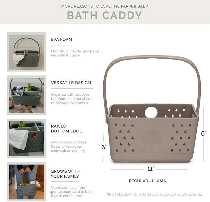 Parker Baby Bath Caddy | BPA Free & Food Grade Shower Caddy Organizer for Toys & Supplies | Quick-Dry, Sturdy & Perfect Size Shower Basket w/Handle in Neutral Colors | BPA-free, food-grade shower caddy & bath organizer that stores toys and bath supplie... - Image 4