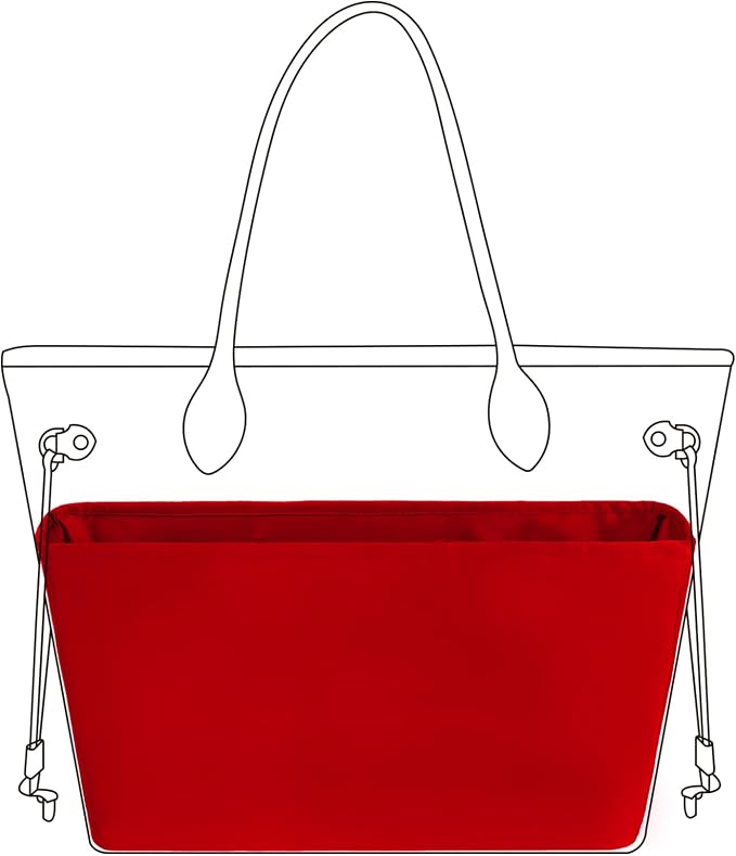 DGAZ Silk Purse Organizer Insert for Neverfullbag(Rouge moyen,MM) | Soft and Lightweight,Perfect Fit,Multi-pocket Storage,Bag Protector,Luxury Bag Care,Handmade,for Smooth Bag Organizer by DGAZ