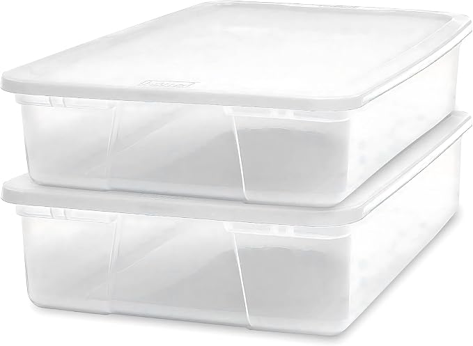 HOMZ Clear Plastic Storage Bins w/Snaplock Lids, 28 Qt, White, 2 Pack | Stackable Container Boxes for Bedroom, Bathroom, Garage, and Office Organization - Image 9
