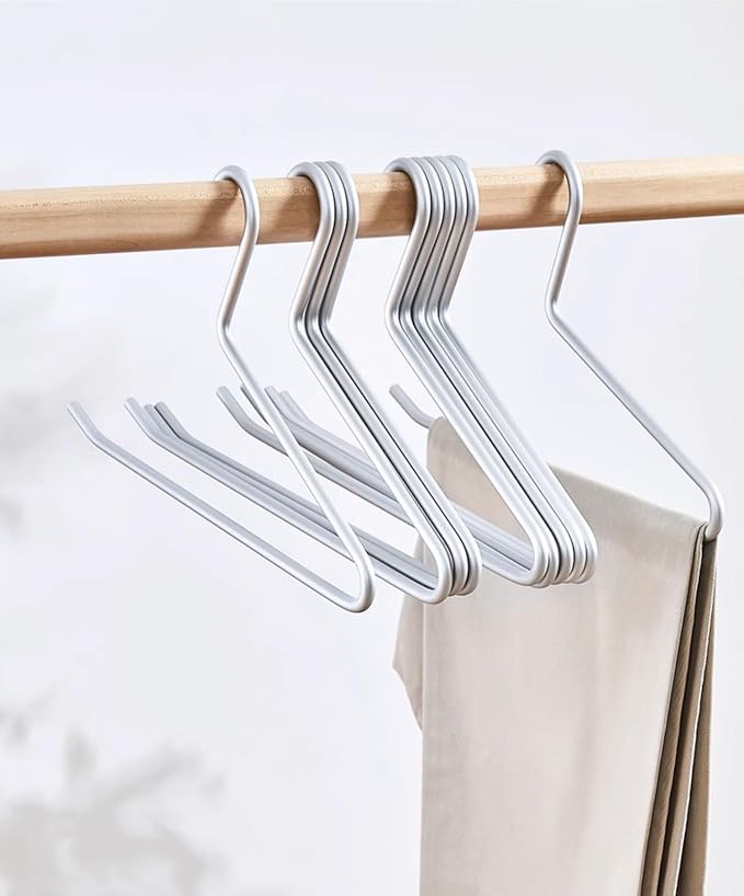 Premium Matte Silvery Aluminum Pants Hanger 10 Pack, 13.7” Extra Smooth & Durable Metal Shirt Dress Hanger,Aluminum Alloy Hanger,Clothing Support,Clothing Hang - Image 5