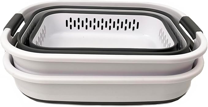 SAMMART 40L (10.5 Gallon) Collapsible Plastic Laundry Basket - Foldable Pop Up Storage Container/Organizer - Portable Laundry Hamper - Space Saving (2, White/Steel Grey) - Image 8