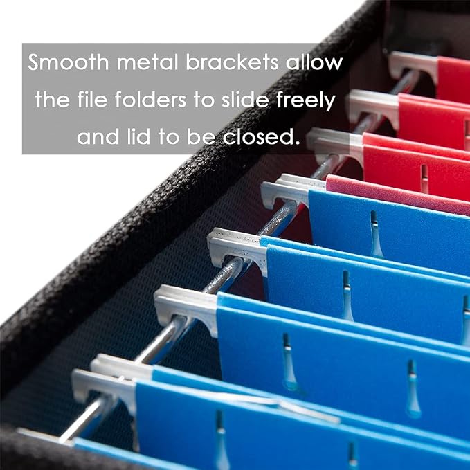 File Organizer Box - Set of 4 Collapsible Decorative Linen Filing Storage Hanging File Folders with Lids Office Cabinet Letter Size Black (14x9.3x10.8 inch) - Image 4
