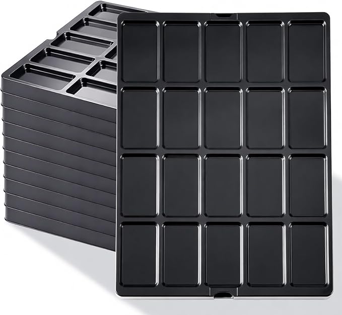 Novabright 10 Pack Game Piece Counter Trays with Clear Lids | Game Board Card Sorting Tray, Each Case Has 20 Compartments, Storage Organizer Box, Wargames Tcg Collection by Unknown