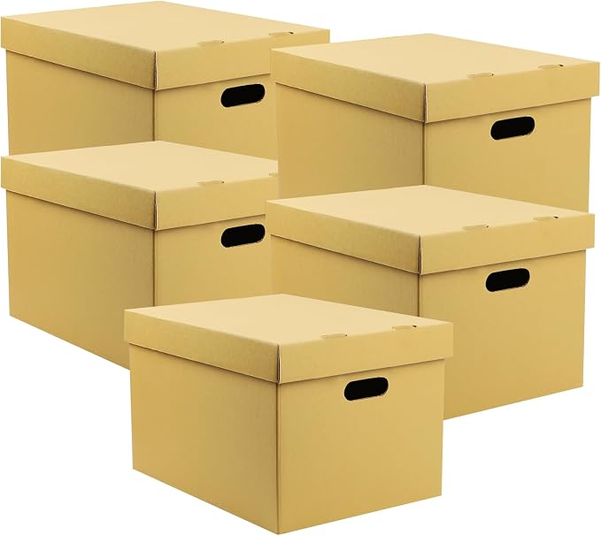 Lineco, Archival Storage Cartons, Acid-Free, 12x15x10 in, Tan, Pack of 5 | Ready-To-Assemble Filing Boxes for Organizing and Storing Documents, Prints, or Photos, Buffered Corrugated Board - Image 9