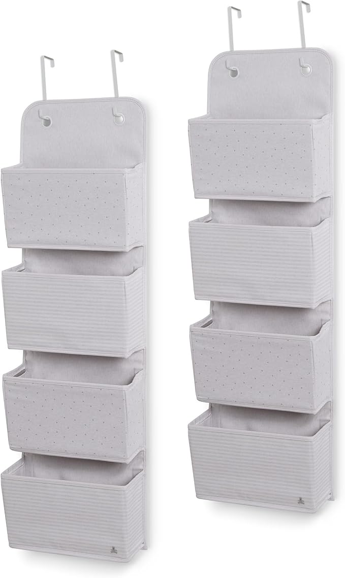Delta Children - babyGap 2-Pack Over the Door Storage Organizer with 4 Pockets, Grey - Image 4