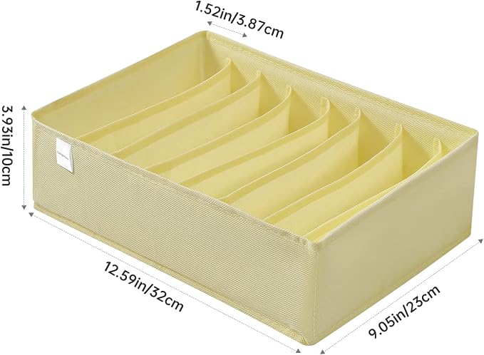 4 Packs T-shirt Drawer Organizers for Clothing,8 Grids Compartment Wardrobe Storage Box, Washable Clothes Organizer for Folded Clothes, Legging, Silk Scarve-Beige - Image 2