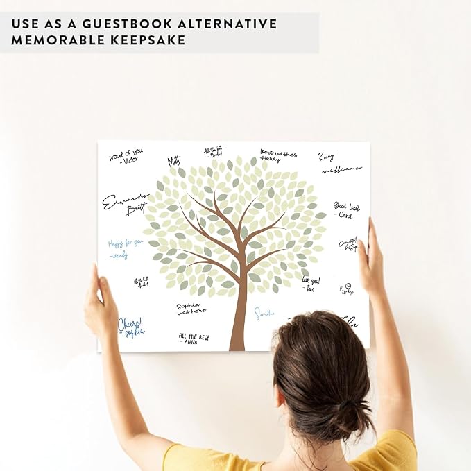 Andaz Press Custom Large Canvas Guest Book Alternative, 16 x 20 Inches, Rustic Woodland Theme with Horizontal Signature Tree - Image 6