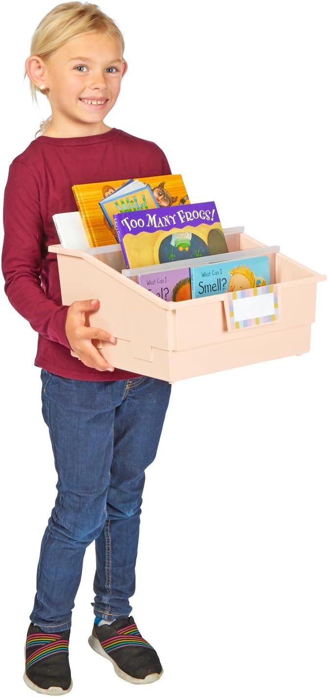 Really Good Stuff Picture Book Classroom Library Bins with Dividers, 6-Pack | Boho Colors - Image 8