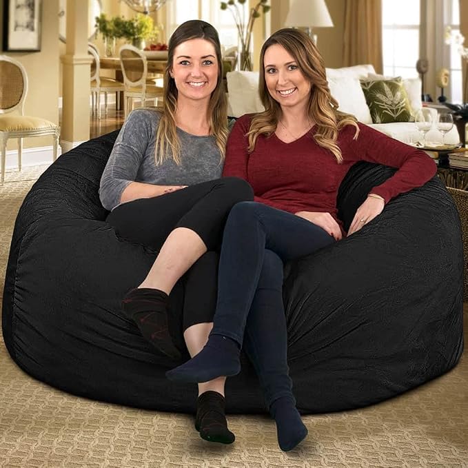 ULTIMATE SACK | 5 Ft Bean Bag Chair Replacement Cover Only | Charcoal Fur | Removable Washable Cover only - Image 8