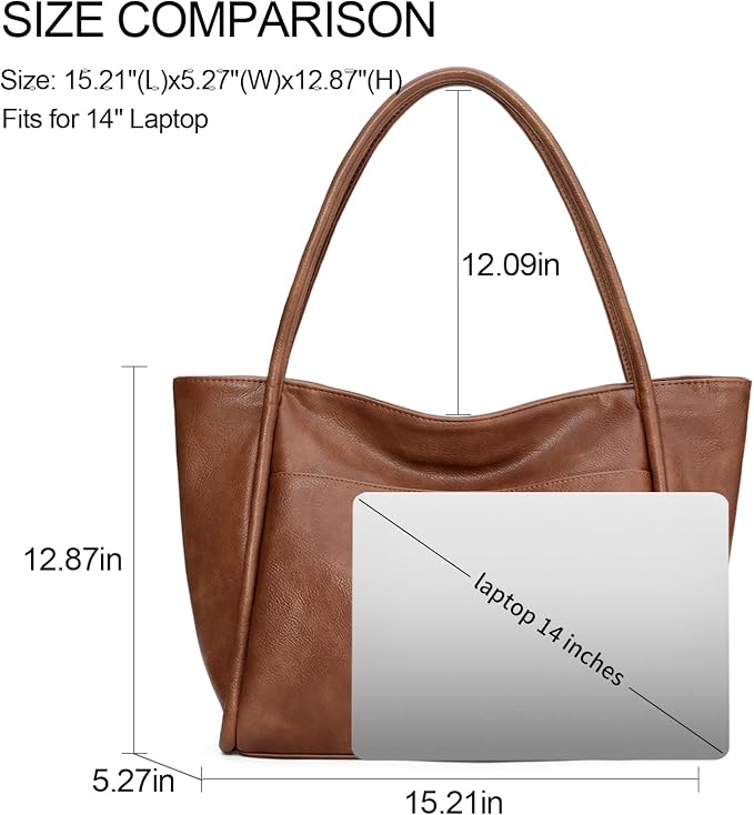 GAEKEAO Tote Bag for Women Vegan Leather Zipper Shoulder Bags Travel Purses | Large Capacity Purse Handbags, Inner Pocket with Key Clip, Fits 14" Laptop, for Casual Work Dating Commute Daily Weekender - Image 2