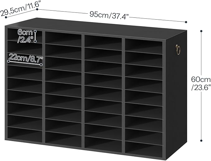 HOOBRO Wooden Literature Organizer, 36-Slot Mail Sorters, Removable Classroom Mailbox, Student Mailboxes for Classroom, Paper Storage Organizer, for Home, Office, Black BK36WF01 - Image 2