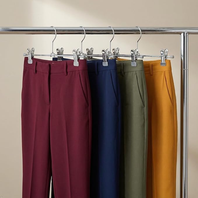Mawa by Reston Lloyd Non Slip-Space Saving Clothing Hanger for Pant/Skirt with Two Non-Slip Clips, Style K/40D, 15.75", Set of 250, Silver - Image 3