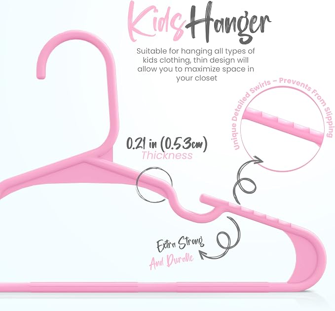 Utopia Home Kids Hangers 40 Pack – 11.5 Inch Baby Closet Hangers Baby Pink | Plastic baby hangers | Fits children's & infant clothes | Gentle on delicate garments - Image 2