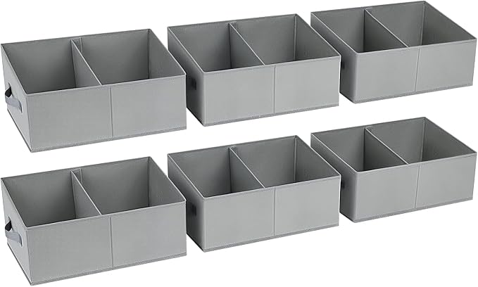 DIMJ Trapezoid Storage Bins for clothes - 6 Packs Closet Organizers and Storage Baskets, Foldable Closet Baskets with Handles and Divider, Closet Storage Bin Toybox for Shelves Living Room Bedroom by DiMJ