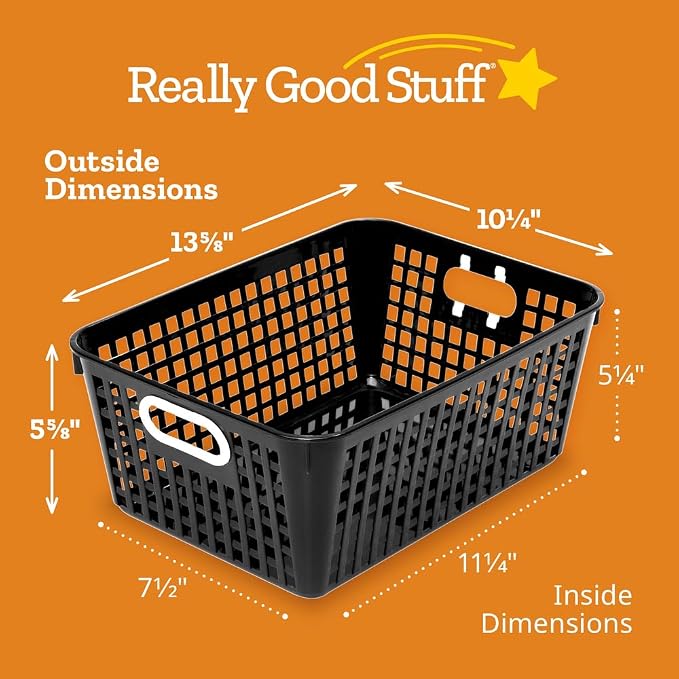 Really Good Stuff Large Plastic Book Baskets, 13.25" by 10" by 5.5"-12-Pack | Green, Classroom Library Organizer, Storage, Multi-Purpose Organizer Basket - Image 2