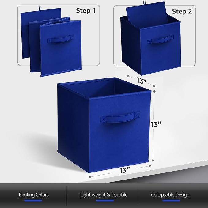 Sorbus 13 Inch Collapsible Fabric Storage Cubes - Sturdy Foldable Baskets with Handle - 8 Organizing Bins for Clothes, Toys, Books - Shelves, Closets - Image 2