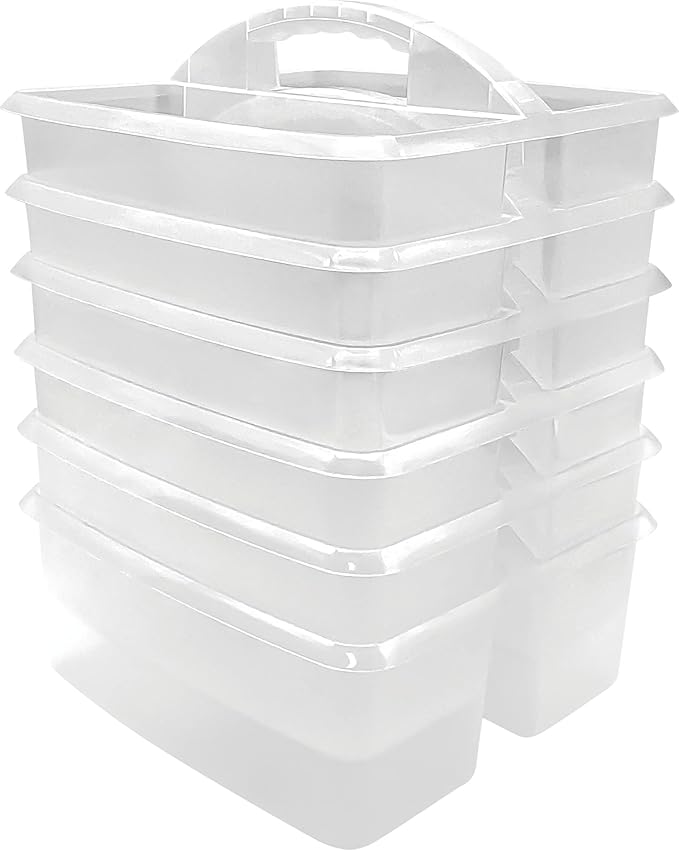 Teacher Created Resources Clear Portable Plastic Storage Caddy 6-Pack for Classrooms, Kids Room, and Office Organization, 3 Compartments by TeacherCreatedResourcesOS
