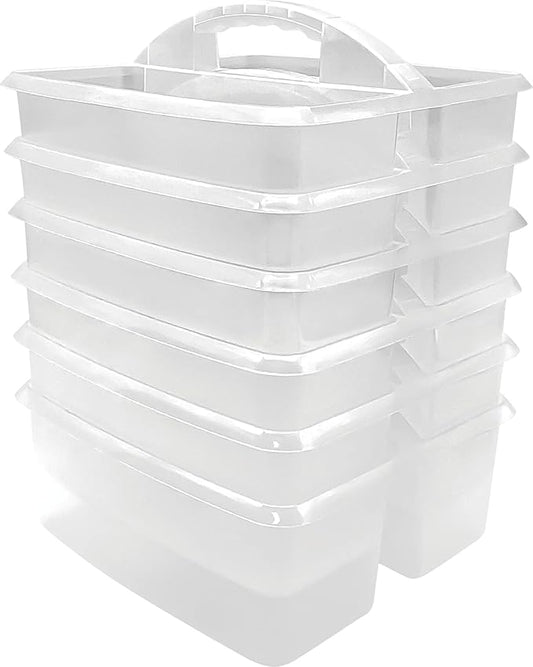 Teacher Created Resources Clear Portable Plastic Storage Caddy 6-Pack for Classrooms, Kids Room, and Office Organization, 3 Compartments by TeacherCreatedResourcesOS