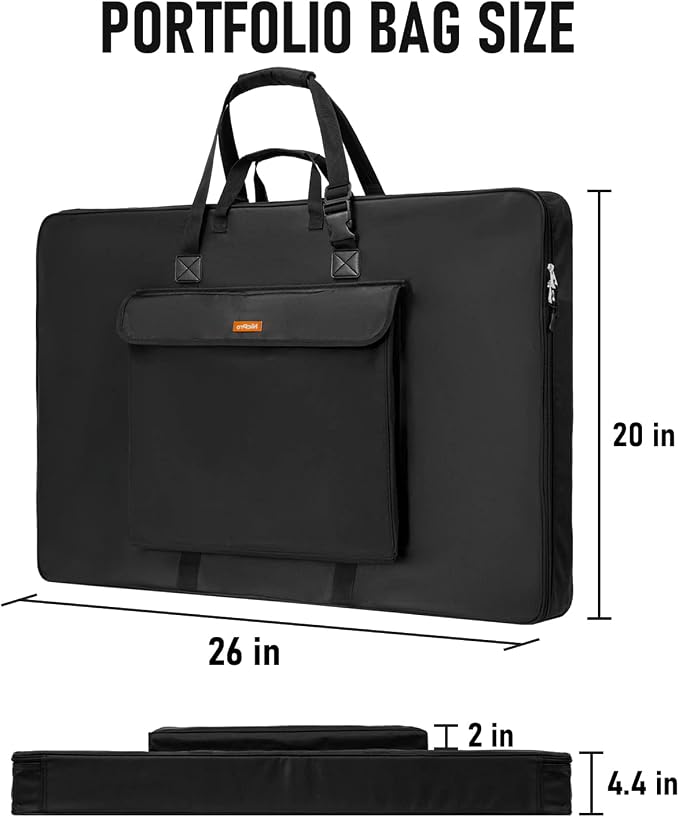 Nicpro Art Portfolio Bag 20 x 26 in, Nylon Artist Carrying Bag Waterproof | Soft Sided Bag, Adjustable Shoulder Strap, Storage Case for Artwork Sketch Drawing Canvas Photography Poster Solar Panel - Image 2