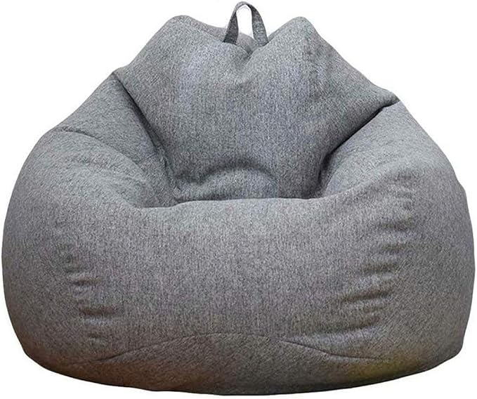 Stuffed Animal Storage Bean Bag Cover (No Filler) Extra Soft Beanbag Seat Chair Covers-Cotton Linen Memory Foam Beanbag Replacement Cover for Adults Children without Filling by ChenLee