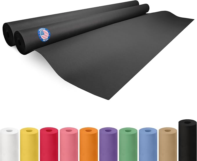 Black Paper Rolls 48" x 1200" (100 feet), Pack of 2 - USA-Made Kraft Paper 50lb Thickness for Packing, Wrapping, Shipping, Crafts/Arts - 100% Recyclable Natural Craft Material Roll by IDL Packaging by IDLPackaging