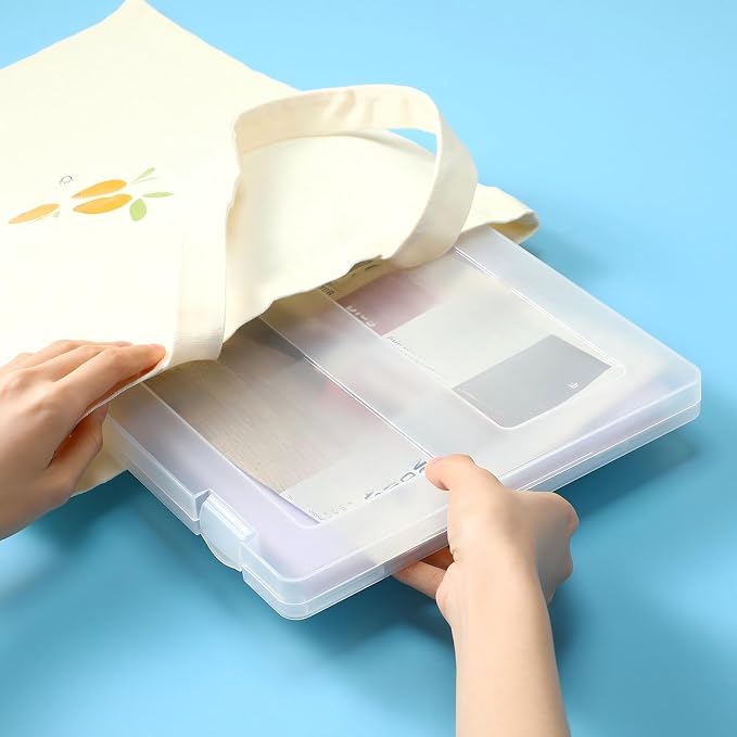 Outus 10 Pieces A4 File Box Paper Photo Storage Box A4 Portable Project Case Clear Plastic Document Magazine Organizer for Back to School Office Supplies Accessories - Image 3