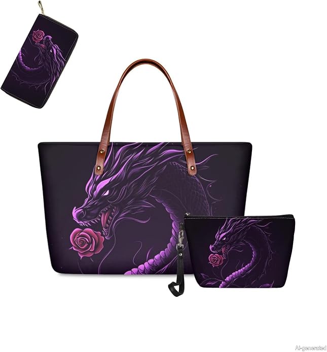 GIFTPUZZ Women Top Handle Bags Handbags with Zipper Leather Wallet Cash Card Phone Holder and Makeup Bag Set 3pcs - Image 5