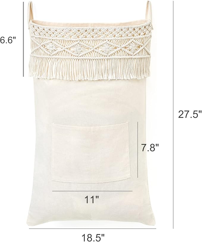 Mkono Macrame Over The Door Organizer and Hanining Laundry Hamper - Image 3