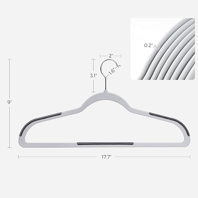 SONGMICS Clothes Hangers, Set of 100, Non-Slip, Space-Saving | Plastic Coat Hangers, Heavy Duty with 360-Degree Swivel Hook, Light Gray and Dark Gray, BREANNA Collection - Image 6