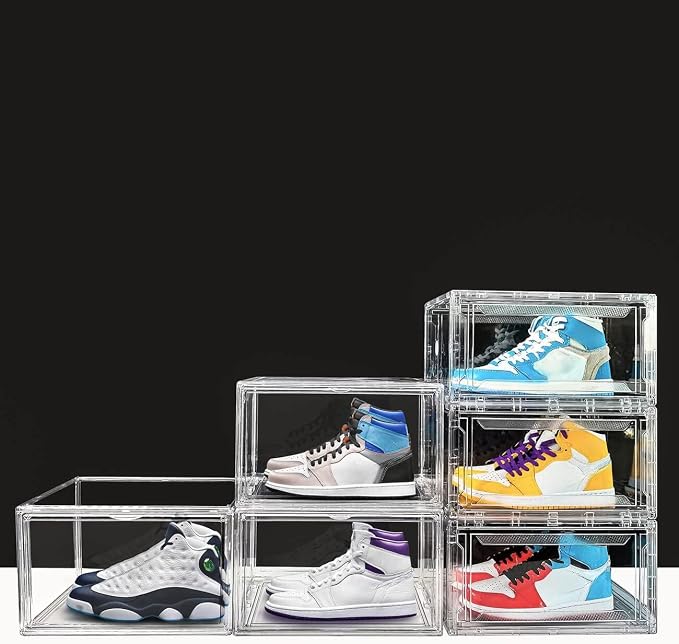KDOR Clear Plastic Shoe box Organizer, 3 Pack Stackable Sneaker Boxes, Transparent Display Case with Magnetic lid, Tidy Home & Office Closet Storage - Image 6