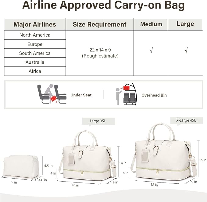 Leather Weekender Bags for Women, Travel Duffel Bag PU Overnight Bag Carry On Tote Bag with Shoe Compartment Wet Pocket - Image 5