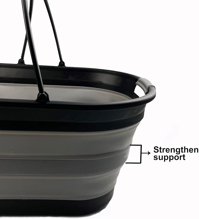 SAMMART 38L (10 Gallons) Collapsible Plastic Laundry Basket - Foldable Storage Container/Organizer - Portable Washing Tub - Space Saving Laundry Hamper (Black/Alloy Grey) - Image 4